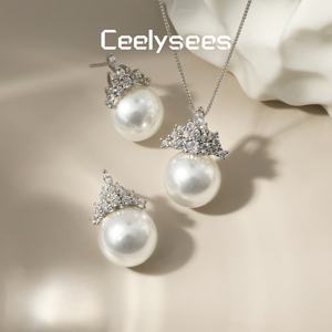 Collier tendance pour femme en zircon imitation perle - Chaîne en boîte plaquée rhodium - Cadeau de luxe léger <span class=keywords><strong>Reine</strong></span> <span class=keywords><strong>des</strong></span> <span class=keywords><strong>neiges</strong></span> - Product Image 3