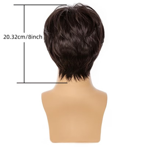 <span class=keywords><strong>Parrucca</strong></span> da uomo europea e americana di tendenza, capelli corti lisci neri con frangia laterale, in fibra sintetica resistente al calore, realistica - Product Image 4