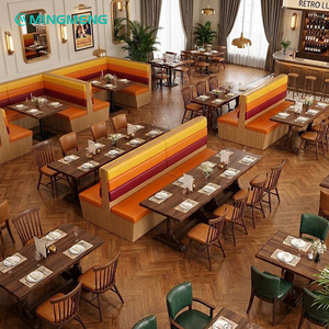 Conjunto de Muebles Comerciales, Mesa Cuadrada y Silla Tapizada en Cuero, Asientos de Alta Gama Personalizados para Restaurante - Product Image 5