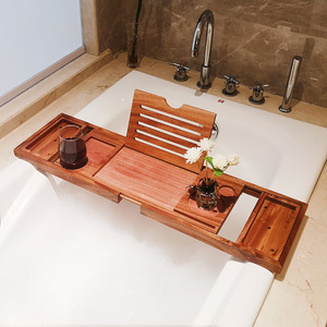 Estante telescópico para bañera de estilo europeo, estante de almacenamiento de madera antideslizante ajustable para uso en el baño - Product Image 3