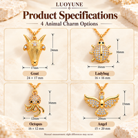 Collier pendentif animalier doré LUOYUNE – Chèvre, Coccinelle, Pieuvre, Ange – Bijoux étincelants tendance pour femme, idéal pour le quotidien