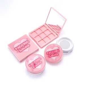 Cosmetic Package Supplier Empty Round Pink Blusher Loose Powder Case,4 color vegan loose setting powder case