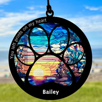 Vente chaude personnalisé acrylique affiche bricolage chien chat pendentif lune fenêtre mémorial cadeau décorations de noël papier carton impression