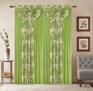 Rideaux de fenêtre de luxe en gros à 2 panneaux avec cantonnière intégrée, voiles imprimés floraux, décoration <span class=keywords><strong>textile</strong></span> pour la maison - Product Image 2