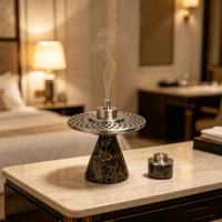 Brûleur d'encens en marbre naturel Emperador de qualité supérieure, Bakhoor Mubkhar en marbre pour villa de luxe, majlis, festival, ornement aromatique pour la maison