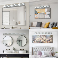 Luminaire LED moderne pour miroir de salle de bain, 52 pouces, finition chromée, acier inoxydable, 7 lumières, non dimmable, montage mural, 6000K