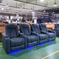 Blau-Graues Echtleder-Kinosofa Elektrischer Heimkino-Sessel Ecksofa Wohnzimmermöbel Heimkino-Stühle