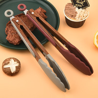 Penjepit Makanan Silikon Stainless Steel Waldo Tahan Panas 27.5cm Anti-Selip Anti-Lengket Peralatan Dapur untuk Memanggang Memasak