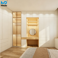 Armoire de chambre moderne en bois RTA (prête à assembler) avec éclairage pour projets d'appartements, vente en gros, usine OEM ODM