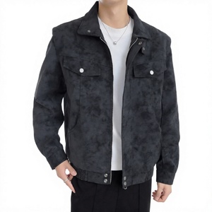 Veste streetwear homme personnalisée en denim vintage délavé, coupe régulière, col rabattable, coupe-vent en polyester/coton, à bouton unique, pour l'automne - Product Image 4