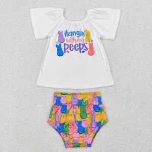 Vendita Speciale: Costume Colorato da Coniglietto Pasquale con Stampa 'Hang With <span class=keywords><strong>My</strong></span> Peeps' per Bambina - Product Image 3