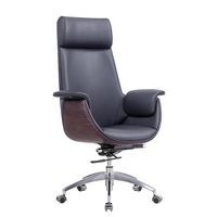 Chaise de bureau exécutive ergonomique moderne en cuir véritable avec hauteur réglable et base coulissante