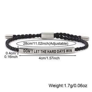 Bracelet en acier inoxydable Go2boho avec citation, bracelet en corde tressée, bracelet inspirant pour <span class=keywords><strong>homme</strong></span>, bijoux ajustables, <span class=keywords><strong>cadeau</strong></span> motivant - Product Image 6
