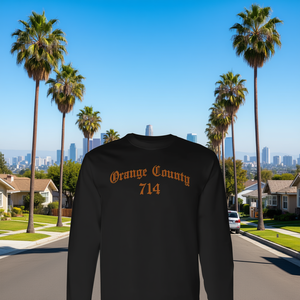 T-shirt promotionnel Orange County à manches longues, code postal 714, Santa Ana, Californie, motif fierté de l'Orange County - Product Image 3