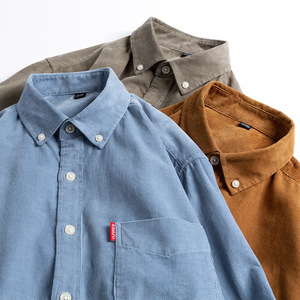 Camicie da <span class=keywords><strong>uomo</strong></span> in cotone 100% tinta unita <span class=keywords><strong>giapponese</strong></span> di alta qualità per camicie eleganti taglie forti in velluto a coste da <span class=keywords><strong>uomo</strong></span> - Product Image 3