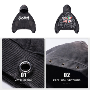 Felpa <span class=keywords><strong>con</strong></span> cappuccio da <span class=keywords><strong>uomo</strong></span> all'ingrosso <span class=keywords><strong>con</strong></span> <span class=keywords><strong>mezza</strong></span> <span class=keywords><strong>zip</strong></span>, 100% cotone, oversize, streetwear, 400 g/m², vestibilità squadrata, personalizzabile, lavaggio acido, pesante, per <span class=keywords><strong>uomo</strong></span> - Product Image 6