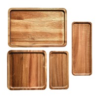 Acacia houten rechthoekige serveerschaal, klassiek design, milieuvriendelijk, handgemaakt, duurzaam, fruitschaal voor cadeaus