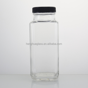 Nhà Máy Rỗng Bán Buôn 250Ml 360Ml 500Ml Pháp Vuông Thủy Tinh Trái Cây Chai Nước Ép Lạnh Chai Với Nắp Nhựa Cho Sữa - Product Image 4