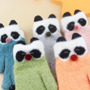 2025 New Slouch <strong>Glove</strong> Adult Ladies Cute Cartoon Animal Lesser <strong>Panda</strong> Raccoon Plush Fluffy Knitting Green Pink Blue Mittens <strong>Gloves</strong> - Product Image 2
