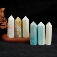 Tour de cristal en amazonite naturelle à pointe unique, obélisque en pierre précieuse bleue polie pour la méditation Reiki, le soulagement de l'anxiété et la guérison