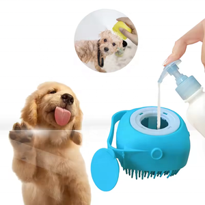 แปรงอาบน้ำสุนัข 2 in 1 พร้อมที่จ่ายแชมพูซิลิโคนนวดตัว แปรงกรูมมิ่งสุนัข แปรงอาบน้ำ - Product Image 2