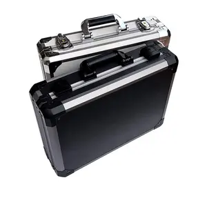Köpük ile kilit alüminyum taşıma çantası ile özel boyut siyah renk alüminyum aracı saklama kutusu kutu