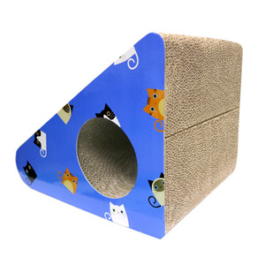 Triangular <b>Cat</b> <b>Scratching</b> Board 340x270x250mm With Ball Blue Durable <b>Cat</b> Toy - Product Image 3