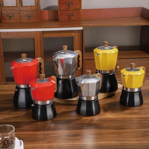 Kingze portatili italiano Moka pentole 2/4 tazze 100/200ml doppia valvola Design classico in metallo piano cottura caffettiera con coperchio - Product Image 2