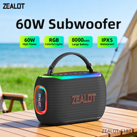 Speaker Party Zealot S182 60W, Suara Stereo Kencang, Tahan Air IPX5 dengan Lampu Ritmis RGB Multi-Warna, Cocok untuk Luar Ruangan, Rumah, dan Pesta
