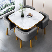 Ensemble de table à manger carrée moderne, style sud-américain, chaise en acier carbone, gain de place, pour la maison, la chambre, le salon ou le restaurant