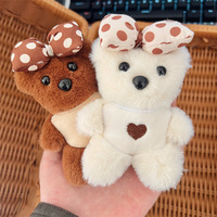 Porte-clés en peluche ours en peluche tendance, breloque de sac cœur et nœud, pendentif de téléphone pour cadeau