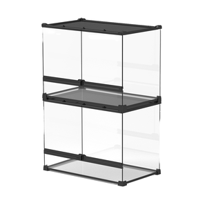 NOMOY PET Classic Doppeltür Glas <span class=keywords><strong>Terrarium</strong></span> Display Box Neue Tier käfig Knopf verschluss Kunststoff Reptilien <span class=keywords><strong>Tank</strong></span> Mesh Simple Solid - Product Image 3