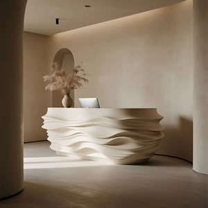 Smooth Curved White Reception Area, Modern Minimalist <strong>bar</strong> <strong>Counter</strong>, High-end Space Supports Customized Design Based on Pictures - Product Image 3