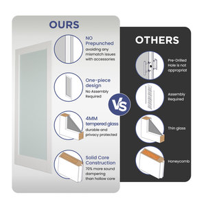 Porte Interne Moderne in Legno Massello con Inserti in Vetro Satinato per Appartamenti, Apertura a Battente/Scorrevole - Product Image 2