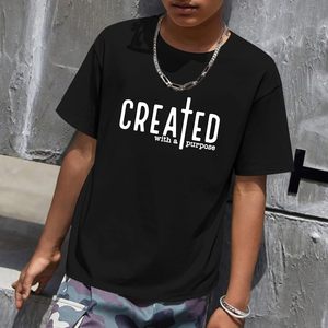 เสื้อยืดคริสเตียน FOXA สำหรับเด็กผู้ชาย แขนสั้น ผ้าฝ้าย 100% พิมพ์ลายกราฟิกทางศาสนา พร้อมดีไซน์ข้อพระคัมภีร์ - Product Image 1
