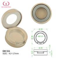 Boîtier compact vide pour coussin d'air rond, vente en gros, couvercle transparent en ABS, miroir intégré, beige champagne brillant, à clapet, logo personnalisé, OEM