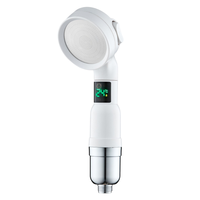 Pommeau de douche à affichage numérique de la température LED, alimenté par l'eau, trois modes, ABS chromé