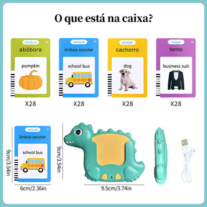 Tarjetas de Memoria Interactivas Bilingües en Portugués e Inglés con Dinosaurios, 224/510 Palabras, Juguete Educativo para Niños Pequeños, Certificado CE - Product Image 5