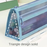 Morandi grande capacité Nylon Transparent écologique papeterie sac à fermeture éclair Double couche maille crayon stockage étudiant cadeau sac