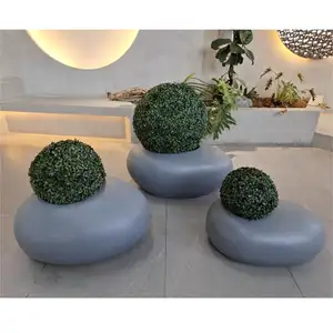 Desain baru pebble bentuk fiberglass pot pot pot bunga tinggi tahan lama resin bentuk modern pot tanaman dekorasi taman