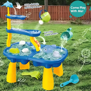 Nuevos juguetes de verano al aire libre 2 en 1 mesa de agua para niños niñas agua y arena actividad sensorial juego 2 niveles duchas de lluvia mesa de agua - Product Image 2