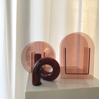 Décoration géométrique moderne Ins Design Home Art avec vase en pierre de fleurs en acrylique transparent pour collocation de salle de séjour à la maison douce