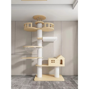 Petop Floor Standing Tall <strong>Cat</strong> Tree Solid Wood Multi Layer Luxury Climbing Structure with Space Capsule Condo <strong>Scratching</strong> <strong>Posts</strong> - Product Image 6