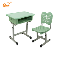 Ensemble de chaise de bureau réglable et mobile multifonction avec plateau en plastique, 1 tiroir, design moderne, structure en acier pour la maison, le bureau et l'école