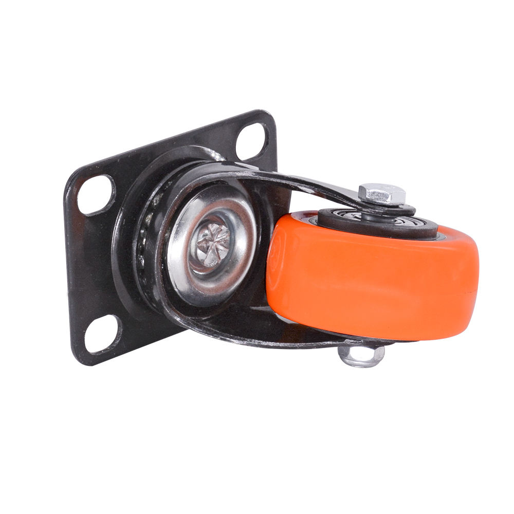 Electrophoretic Orange Light Duty Swivel Caster Wheels PVC 2 Inch Silent Wheel
