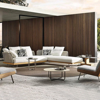 Juego de sofá de muebles de salón de Hotel con base de aluminio moderno de nuevo diseño, sofá Seccional de lujo para exteriores, sofás de jardín de madera de teca