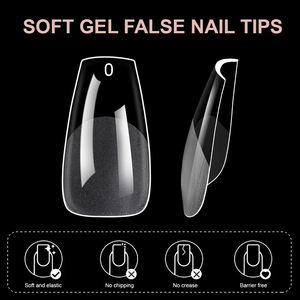 Boîte de 600 faux ongles trapézoïdaux courts semi-translucides sans trace, populaires pour l'extension d'ongles, motif carré pour doigts, style français - Product Image 4
