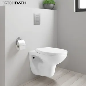 ORTONBATH Sanita de parede sem aro de cerâmica para banheiro sem aro de parede com tampa de assento Uf