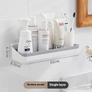 Porta oggetti da bagno a muro senza trapano in <span class=keywords><strong>plastica</strong></span> lavabo ripiano ripiano con utensili per la pulizia porta asciugamani - Product Image 6