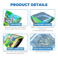 Pochette Holographique à Fermeture Ziplock Découpée pour Tabac, Herbes, Fleurs, Aliments, Anti-Odeur, en Mylar, avec Impression de Logo – 3.5g, 7g, 14g, 28g